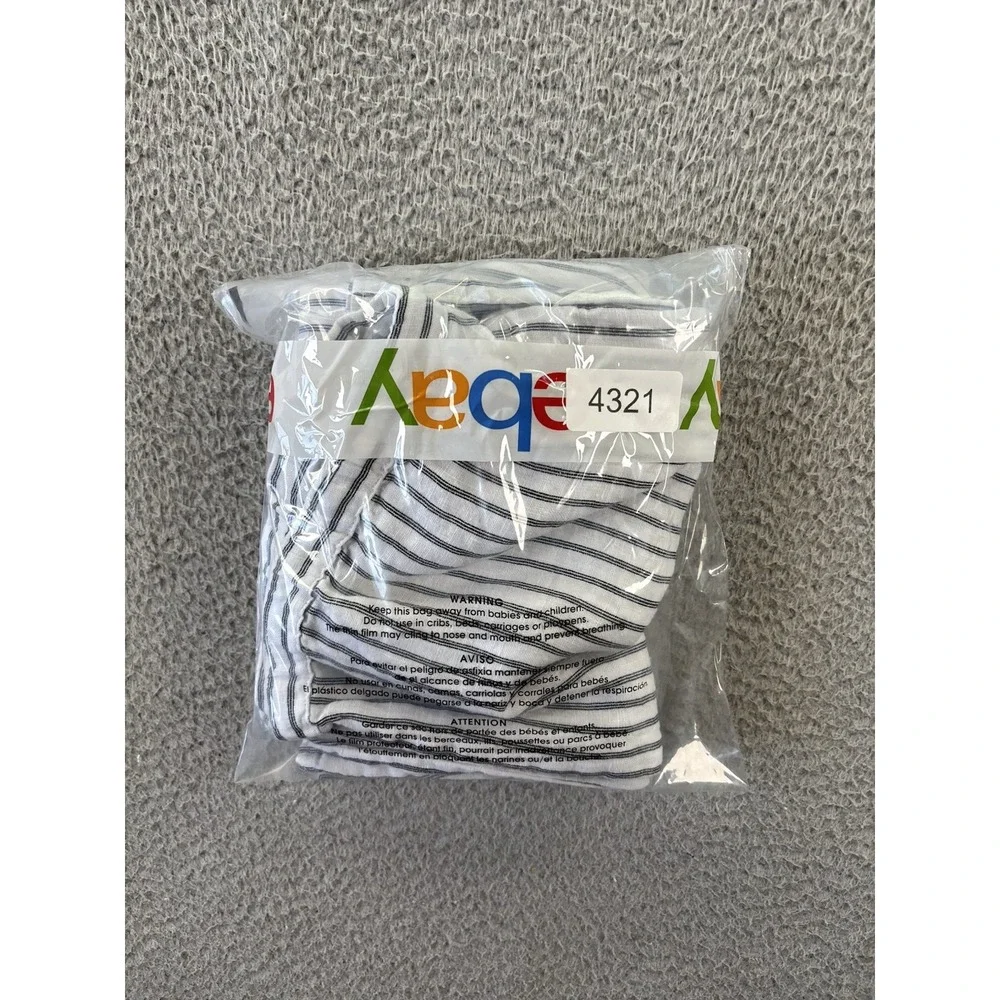 Chicos Linen Pants Womens 2/Large Striped White Black Pull-On Drawstring Beach‎ - Picture 10 of 10